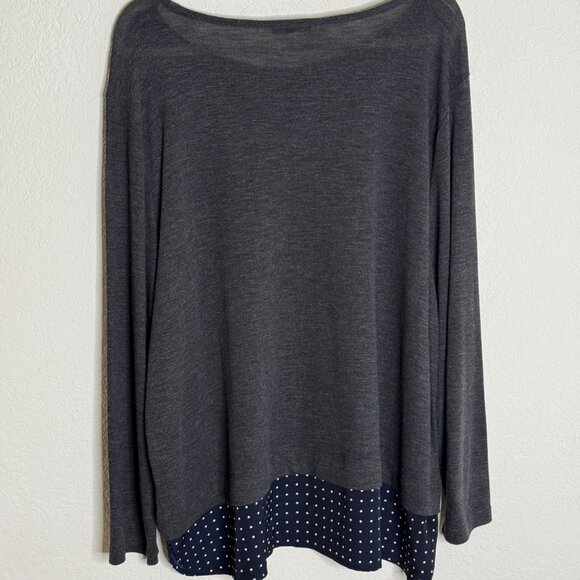 NWOT JCREW MERCANTILE Woman's 3X Plus sz Gray Sweater w/ Navy & White Dot Hem - Picture 10 of 10